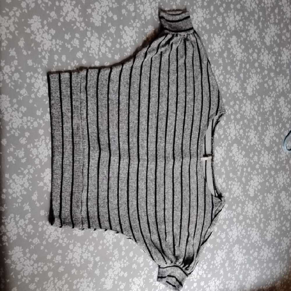 Gray Striped Knit Top
